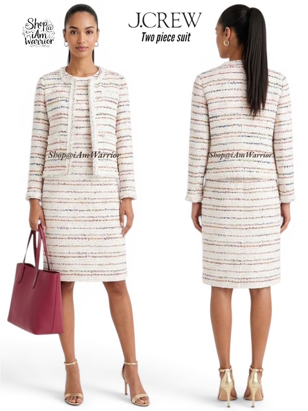 J.Crew confetti/rainbow fringe tweed lady jacket + dress suit *Shop@iamwarrior
